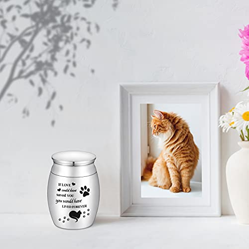 Small Cat Urn for Ashes 1.57 Inches Tiny Cremation Urn Mini Pet Paw Keepsake Stainless Steel Mini Urn for Cat Ashes Holder S Silver