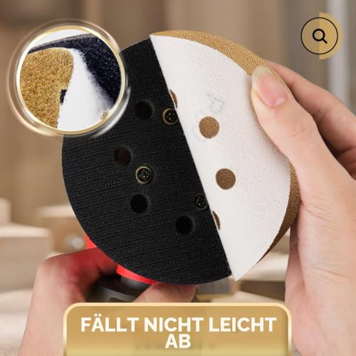 Pack of 120 Sandpaper 125 mm 40-800 Grit | Round sanding discs set for random orbital sanders for sanding wood, metal and paint coatings Mix grit 5 inch yellow 8 holes