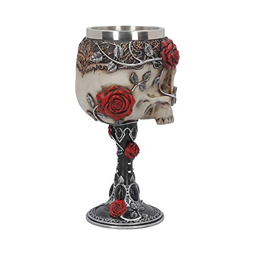 Nemesis Now B4327M8 Gothic Roses Goblet 18cm Black, Resin w/stainless steel insert, One Size