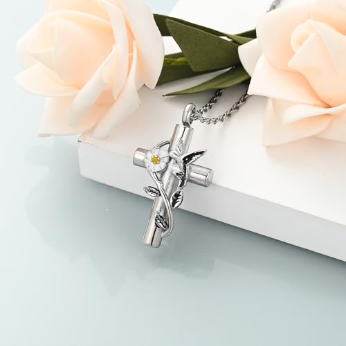 shajwo Hummingbird Urn Necklaces for Ashes Cross-Gold