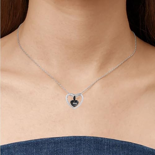 Double Heart Cremation Jewelry for Ashes Engraved Stainless Steel Urn Necklace for Women Men Mom