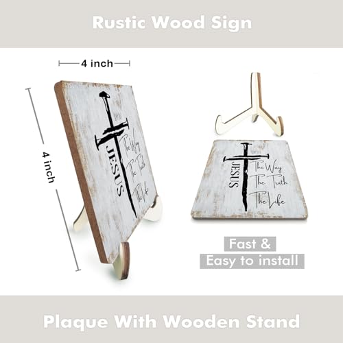 Inspirational Sign Rustic Desk Decor Decorative Christian Gifts Religious Bible Verse Motivational Decoration for Home Living Room Restaurant Office Table Shelf Tiered Tray Plaque with Wood Stand multicolour0347