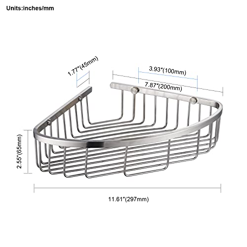 Bathroom Shower Caddy Corner Shelf, Corner-Hollow Design, Ultra Sturdy Rust-Proof Stainless Steel Shelf Organizer Shampoo Holder, Wall Mounted Storage Rack for Bathroom, Brushed Nickel Hollow Corner (1 Pack)