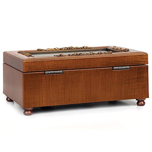 Cottage Garden Sister Rich Walnut Finish Petite Rose Petite Music Box Plays Amazing Grace