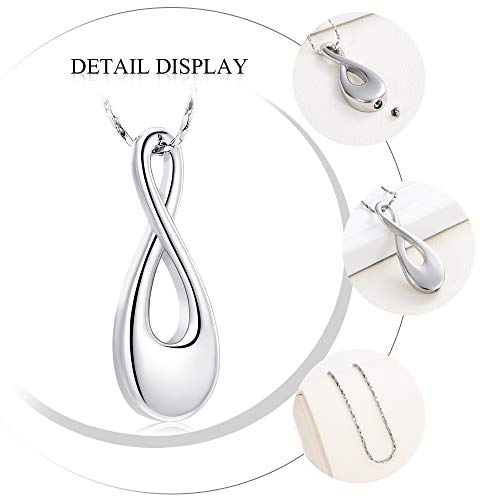 Imrsanl Infinity Cremation Jewelry Urn Necklace for Ashes Silver