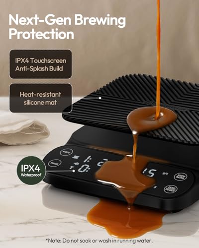 Maestri House S3 Pour Over Coffee Scale with Timer, 3kg/0.1g Black