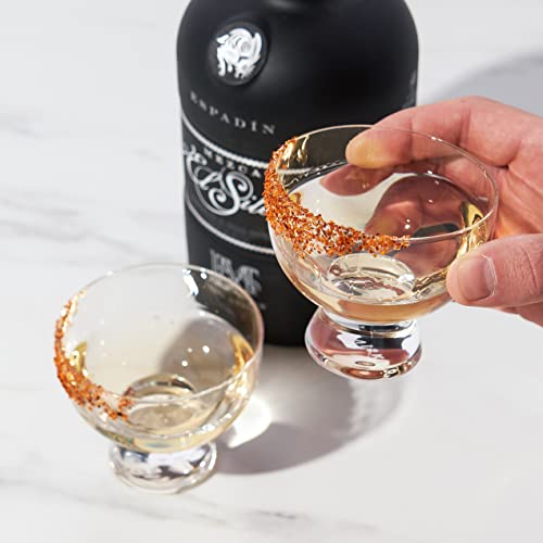 Viski Mezcal Glasses Set of 2 - Premium Crystal Clear Tequila Glass, Stemless Heavy Base Mezcal Cocktail Glasses, Liquor Glass Gift Set, 6 oz