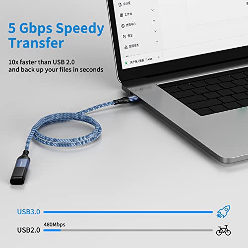 USB Extension Cable 2 Pieces 2 m, USB 3.0 Extension Cable A Male to A Female with Elegant Aluminium Connectors, Nylon Fabric Sheath for Card Reader, Keyboard, Printer, Scanner, Camera | USB 3.0 extension cable for card reader, keyboard, printer, scanne...