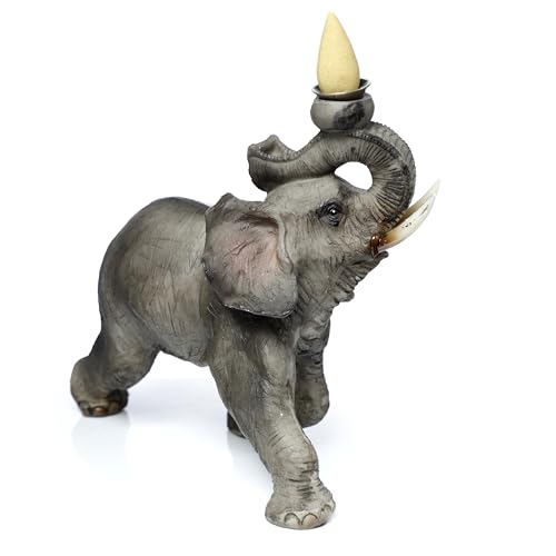 Puckator Elephant Backflow Incense Burner - Home Zen Meditation Decor Accessories - Incense Waterfall Cone Burner - Spiritual Feng Shui Gothic Goth Relaxation Gifts Gift - Desk Ornaments