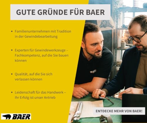 Baer Cutting Tap M7 HSSG Form D Tap - Size M 7 x 1.0 DIN 352 Thread Drill - Tap Professional Hand Tap M 7 x 1,0 DIN 352