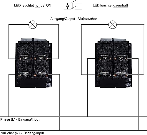 Toggle Switch Green On/Off with Waterproof Cover, Device Switch DPDT, 4-Pin 250V 16A Rocker Switch Illuminated