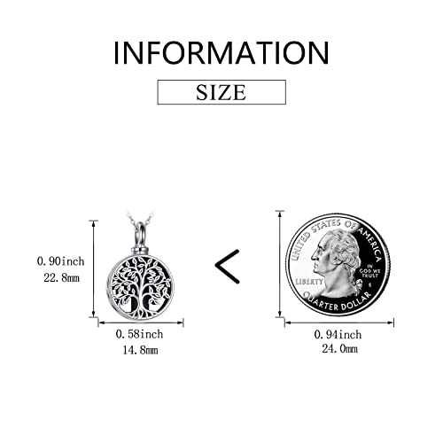 Tree of Life Urn Necklaces for Ashes Sterling Silver Tree of Life Cremation Jewelry for Ashes for Women Tree of Life Urn Necklaces