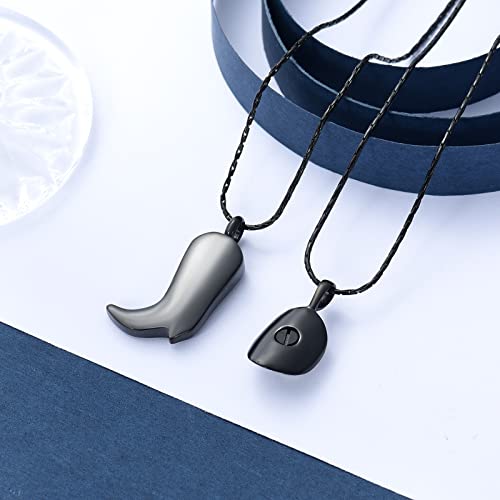 constantlife 2 Pack Cremation Jewelry for Ashes Stainless Steel Cowboy Boot & Hat Urn Necklace Keepsake Memorial Pendant for Women Men Black