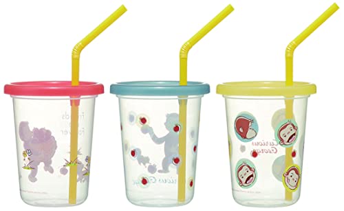 Skater SIH2ST-A Tumbler with Straw, 8.1 fl oz (230 ml), 3 Pieces, Curious George, Made in Japan 7.8 Ounces