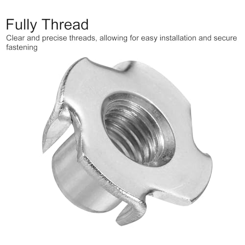 HARFINGTON 3/8 x 13mm 304 stainless steel 4-prong T-nuts for wood, furniture, cabinets, and climbing holds