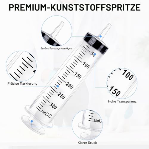 Pack of 2 Large Syringes 550 ml Plastic Syringe with Hose | Colostrum Syringes Individually Sealed Large Plastic Syringe for Liquid Measuring for Industry, Laboratory, Garden, Pet Food 250ml