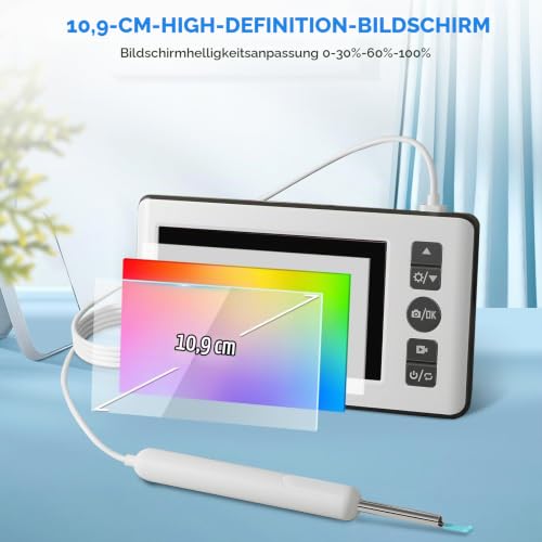 Ear Cleaner Camera, 4.3 Inch 1080p HD Professional Ear Wax Remover Otoscope with 6 LED Endoscope, 3.5 mm Ear Camera with 64G Children's and Adult Card, Plug and Play