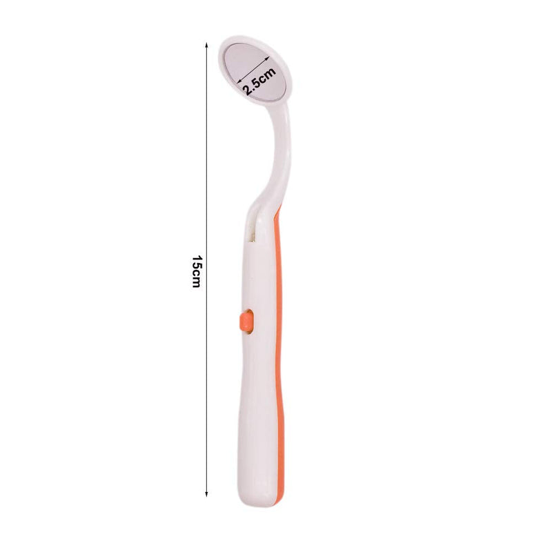 [Australia - AusPower] - Dental Mirror LED Lighted Mirror Teeth Inspection Mirror Anti Fog Curve Angle Dentist Oral Care Tool?2pcs? (Orange) Orange 