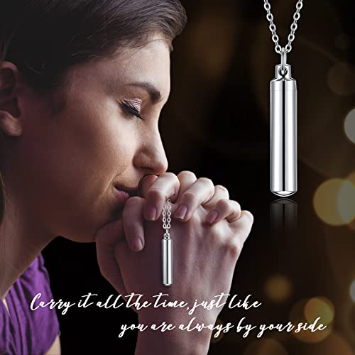 16 Pieces Urn Necklace for Ashes Cremation Cylinder Memorial Silver Stainless Steel Memorial Pendant Jewelry Cylinder Keepsake Pendant with Funnel for Women Men Loved Ones