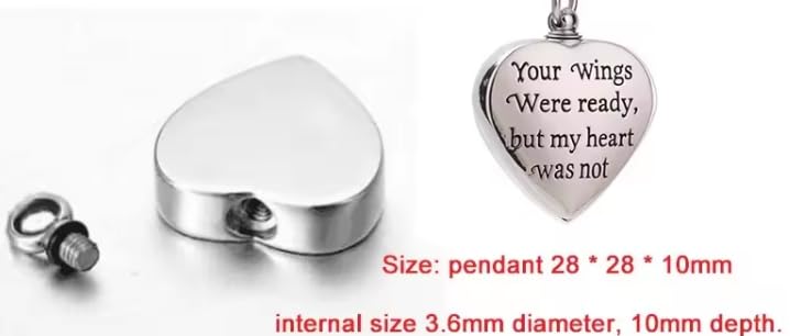 Sublimation Urn Heart Necklace for Ash Cremation Fill kit Included