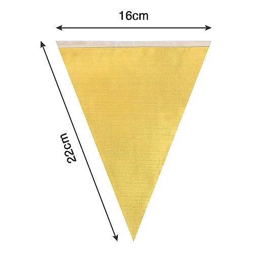 Gold Fabric Bunting, 66 Feet Banners with 52 Waterproof Reusable Triangle Flags for Mother's Day, Birthday, Wedding, Home, Outdoor Party Decoration Gold