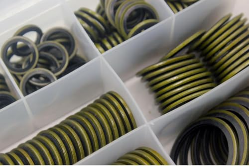 Beduan bonded sealing washers assortment kit with NBR rubber O-rings, M6 to M30 metric sizes, 245 pieces
