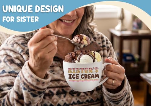 InnoBeta Sister Gifts, Gifts for Sister Ice Cream Bowl Scoop Shovel Spoon Set for Christmas, Birthday