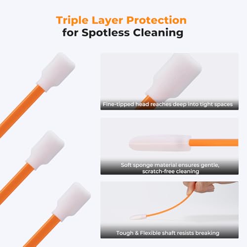 K&F CONCEPT 50 Foam Cleaning Swabs,for Electronics,Camera,Deep Cleaning 50PCS