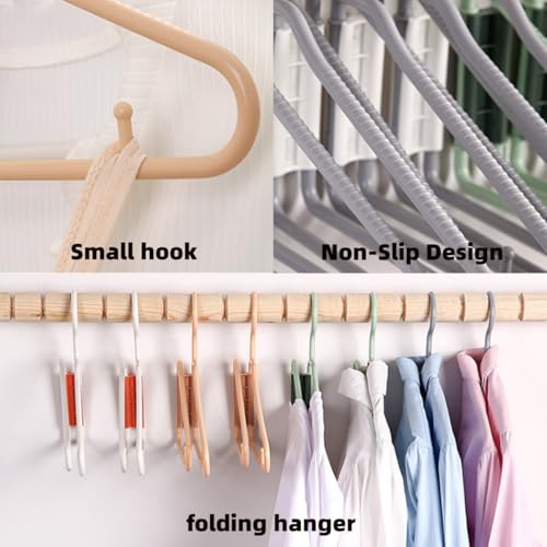 10pcs Grey Folding Hanger for Travel, Portable Lightweight Folding Hanger for Home Closets RV Closets Covert Space, 8.3 * 8.3in
