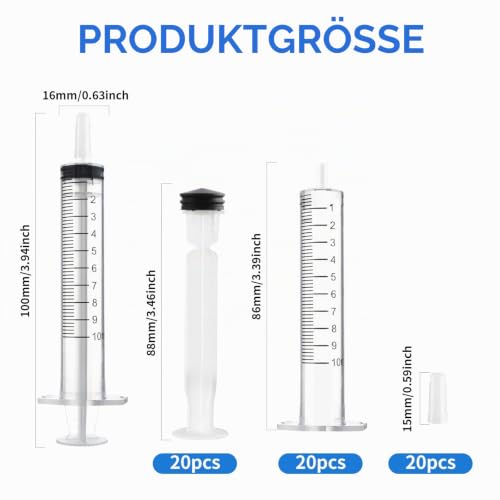 Plastic Colostrum Syringes 10 ml, Pack of 20 Colostrum Syringes | Reusable Plastic Syringe 10 ml Syringe Sterile Individually Packed Food Syringes for Garden & Pet Care