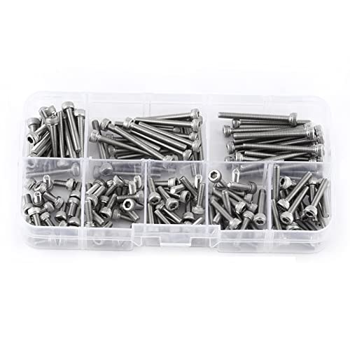 Generic M3 x 30 mm stainless steel hex socket head screws and nuts assortment kit in storage box