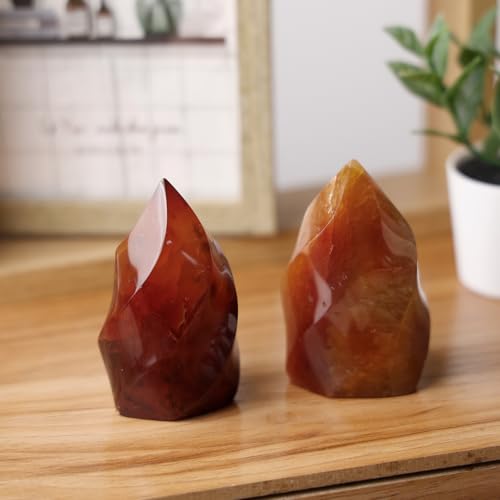 mookaitedecor Carnelian Crystal Flame Tower Standing Torch Point Stone Red 0.22-0.44 LB