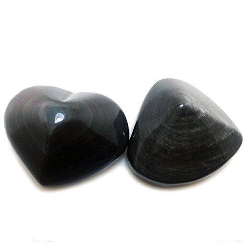 Polar Jade Crystal Hearts, Silver Sheen Obsidian, Rainbow Obsidian & Chakra