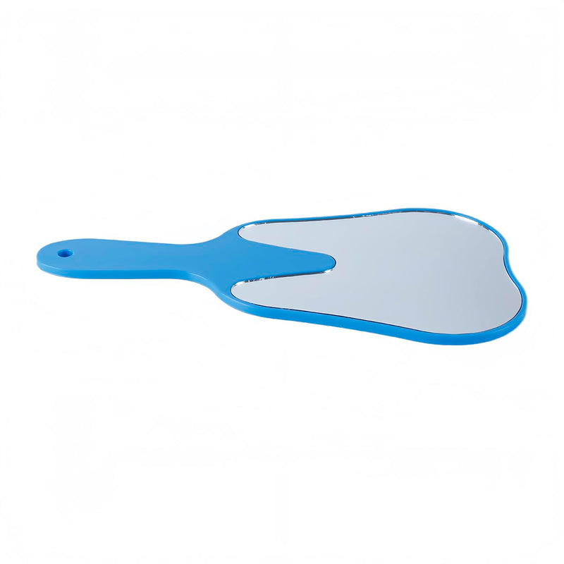 WANGCL Tooth Shaped Mirror, Portable Tooth Shaped Mirror, Plastic Handle for Dentist Decorations, Oral Clinic, Salon, Hairdresser (Blue)