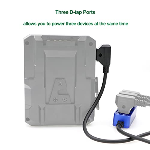 Alvin's Cables D-tap Splitter P-Tap HUB Cable Dtap Male to Three Port D tap Female Splitter Cable with Screw Threads for ARRI RED Z CAM Cameras TILTA Steadicam IDX V-Mount Battery-Blue 50cm/19.7in blue