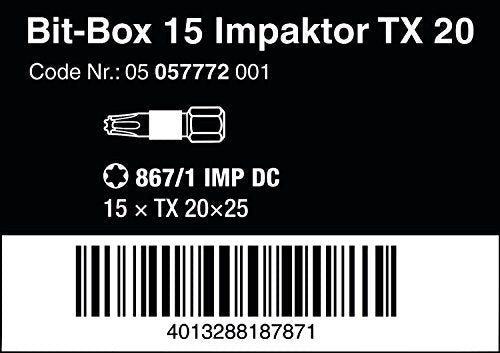 Wera Bit-Box 15 Impaktor TX 20, 15PC - 05057772001