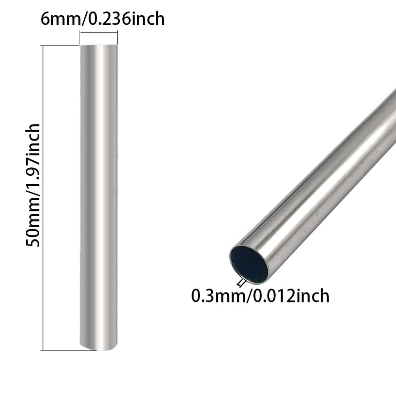 [Australia - AusPower] - 100PCS Stainless Steel Housing for PT100 DS18B20 Temperature Sensor,6x50mm Blind Pipe Sleeve, Closed-End Temperature Probe Casing,6 * 50mm Small Steel Tube JEBHANN 6x50mm 