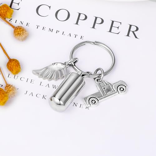 Gredstar Cremation Urn Keychain for Ashes, Cylinder Memorial Keepsake Silver
