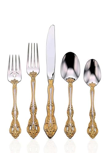 Oneida Golden Michelangelo 5 Piece Fine Flatware Set, Service For 1 5-Piece Flatware Set