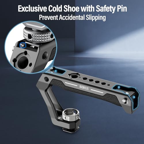 SIRUI Cold Shoe Mount Camera Top Handle, Universal Camera Cage Top Hand Grip with Anti-Off Designed Cold Shoe Adapter, and Multiple Mounting Points, AM-THC