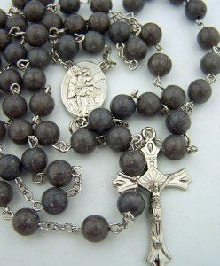 Religious Gifts Acrylic Marble Tone Prayer Bead Archangel Saint Michael Rosary, 22 Inch