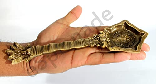 eSplanade Brass Panchmukhi Nag Head Pooja Diya | Home Decor | Oil Lamp, Deepak, Aarti Diya - Golden, 8.5" Inches