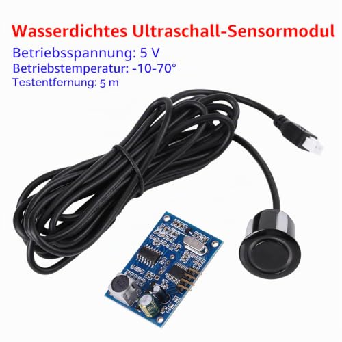 JSN‑SR04T 5V Level Sensor Ultrasonic Sensor Waterproof Ultrasonic Distance Sensor with 5 m Range for Horizontal Distance Measurement, Level Indicator Water Tank