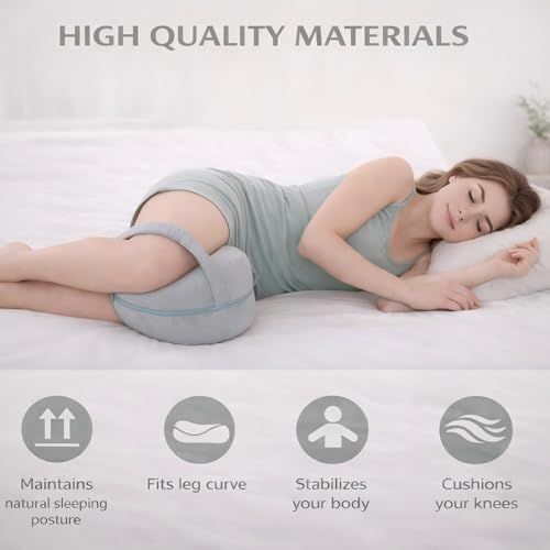 2026 Upgraded Leg Pillow for Side Sleeping with Strap, Knee Pillow Between Legs for Nighttime Sleep, Sciatica Support for Lower Back, Knees, Joints & Spine, Post-Surgery Alignment Pillow