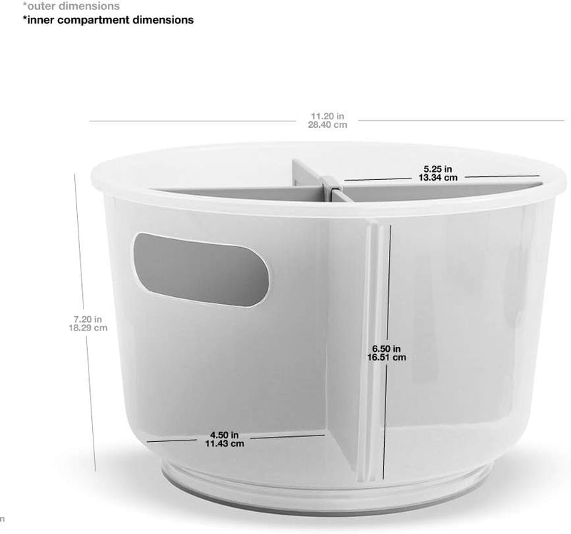 madesmart Portable Turntable with Dividers, Frost