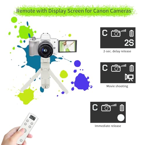 Remote Control for Canon Camera,Rechargeable Wireless Shutter Release White Display Remote Control for Canon