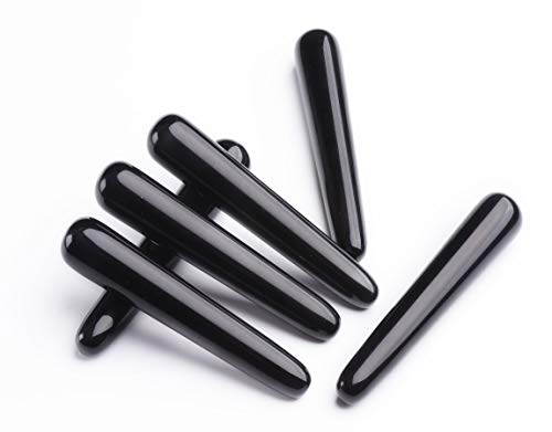 AMOYSTONE Black Obsidian Massage Stick Gemstone Massage Treatment Tool 4 Inch (Pack of 2)