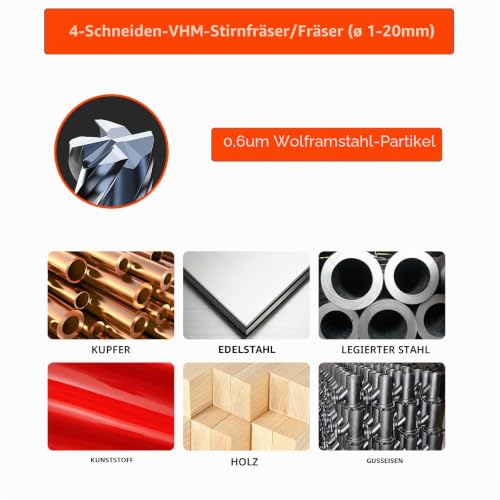 Carbide End Mill 3 mm, 4 Teeth / 4 Cutting Edges, AlTiN Black Coating CNC Milling Cutter, Solid Carbide Milling Cutter for Metal, Wood, Acrylic, Plastic 3mm-5 Stücke
