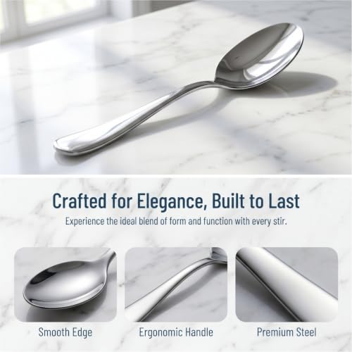 18/10 Stainless Steel Teaspoons Set of 12, 6.7 Inch Tea Spoons Silverware 12 Piece