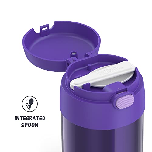 THERMOS FUNTAINER 10 Ounce Stainless Steel Vacuum Insulated Kids Food Jar Bundle with Folding Spoons, Navy and Purple